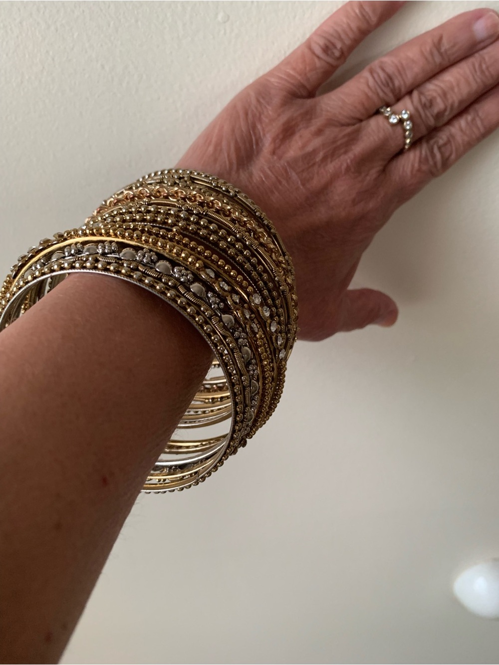 Gold Multi-Textured Stackable Bangle Bracelet Set